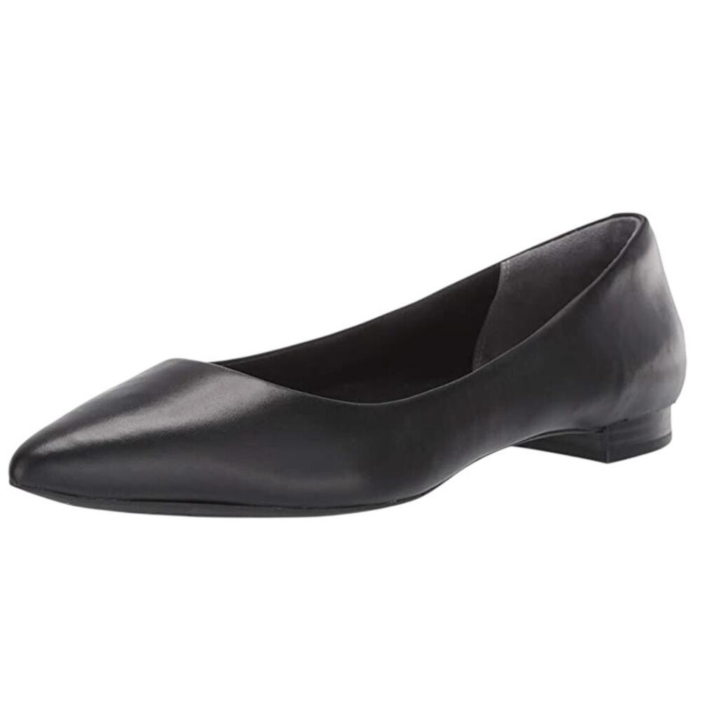 Rockport Womens Total Motion Adelyn Ballet Flats US 6.5 Wide Black Leather NIB